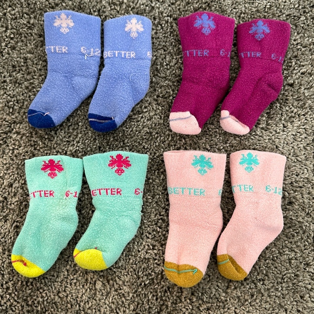 Bombas 6-12 month socks, 4 pack